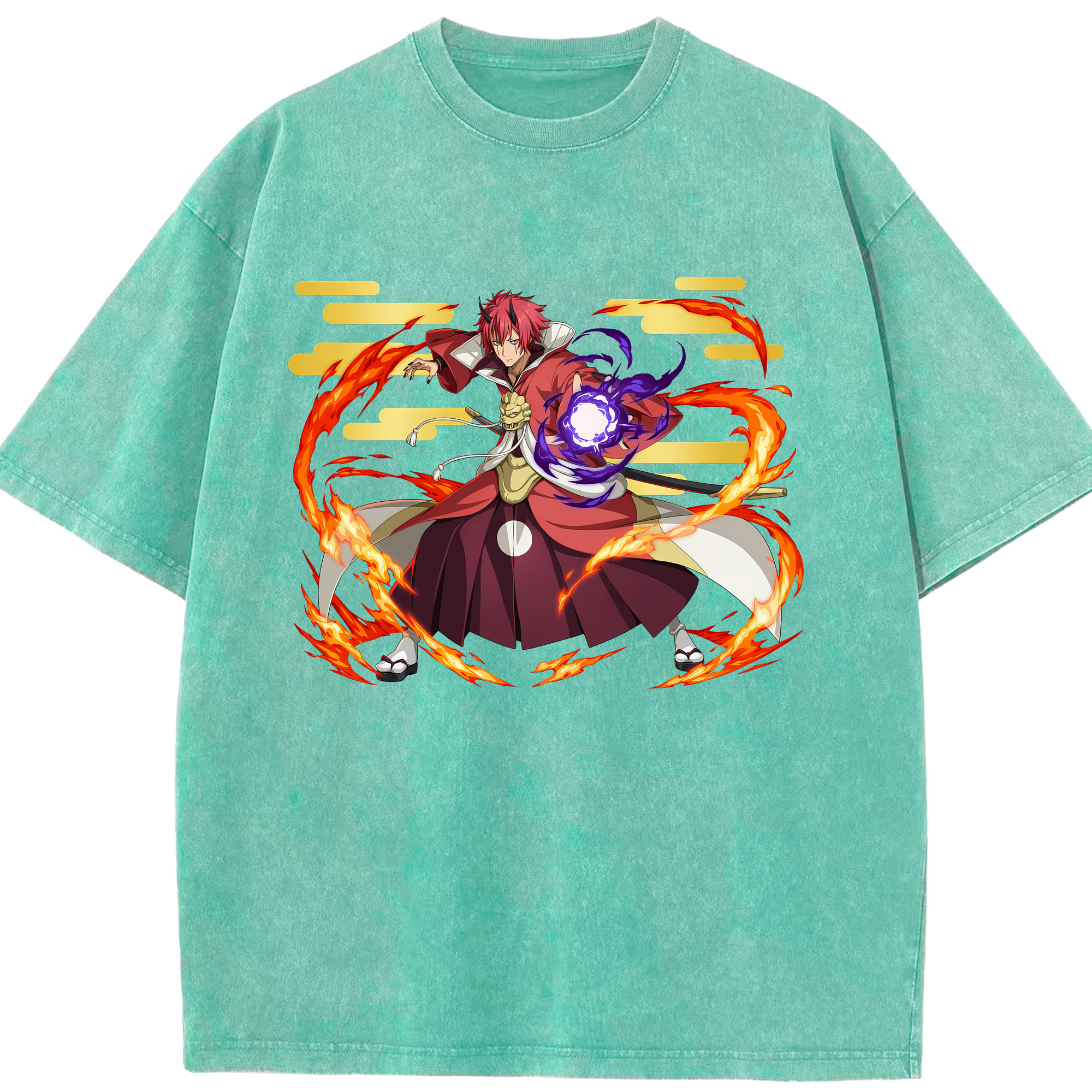 （画像用） 転スラ Regarding Reincarnated to Slime 綿100% ヴィンテージ風 半袖Tシャツ（フロントプリント）